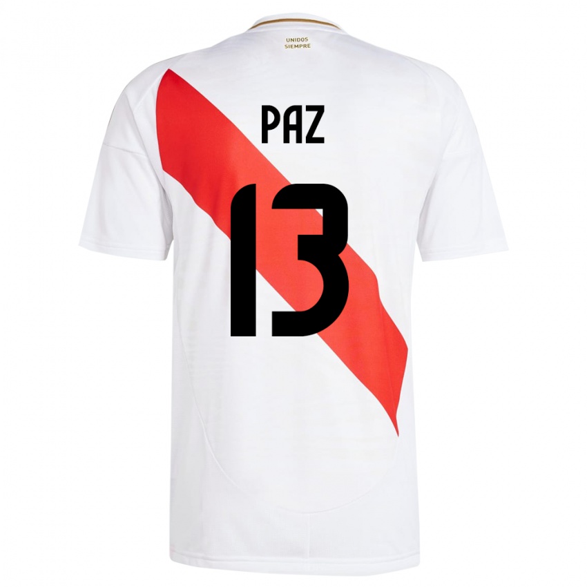 Kinder Peru Braidy Paz #13 Weiß Heimtrikot Trikot 24-26 T-Shirt Österreich