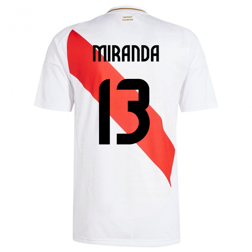 Kinder Peru Yoselin Miranda #13 Weiß Heimtrikot Trikot 24-26 T-Shirt Österreich