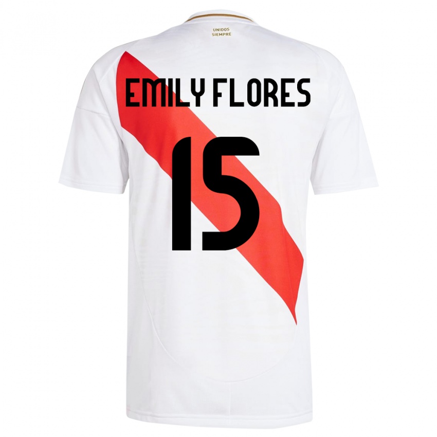 Kinder Peru Emily Flores #15 Weiß Heimtrikot Trikot 24-26 T-Shirt Österreich