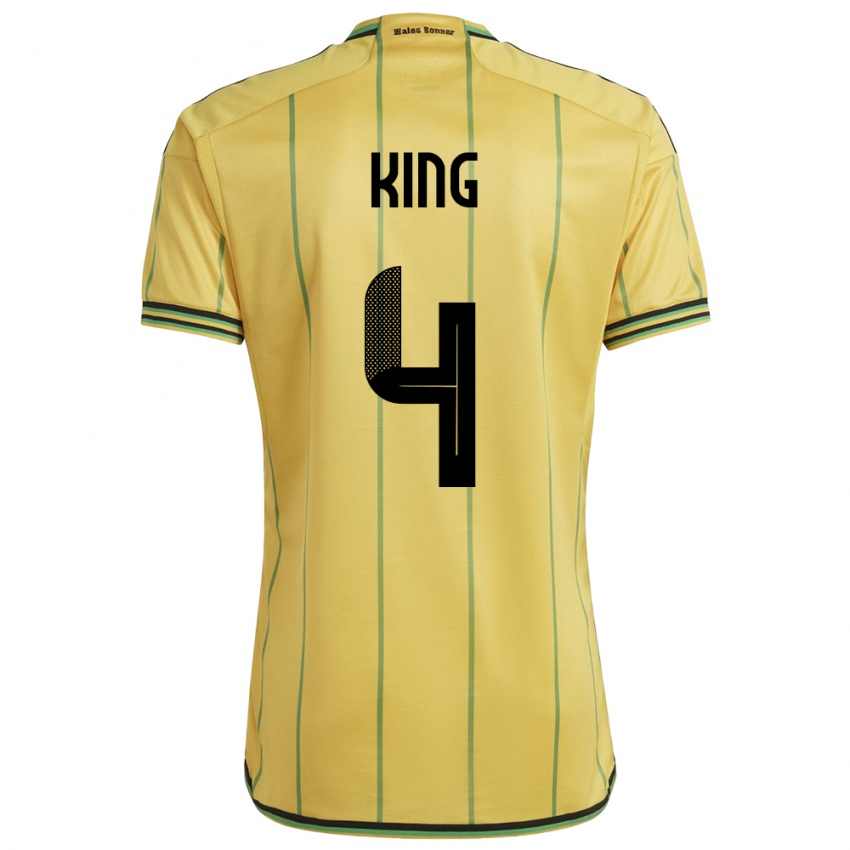 Kinder Jamaika Richard King #4 Gelb Heimtrikot Trikot 24-26 T-Shirt Österreich