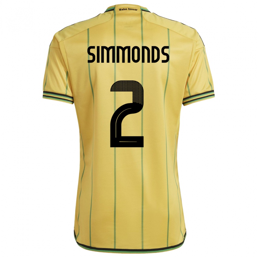 Kinder Jamaika Nicholas Simmonds #2 Gelb Heimtrikot Trikot 24-26 T-Shirt Österreich