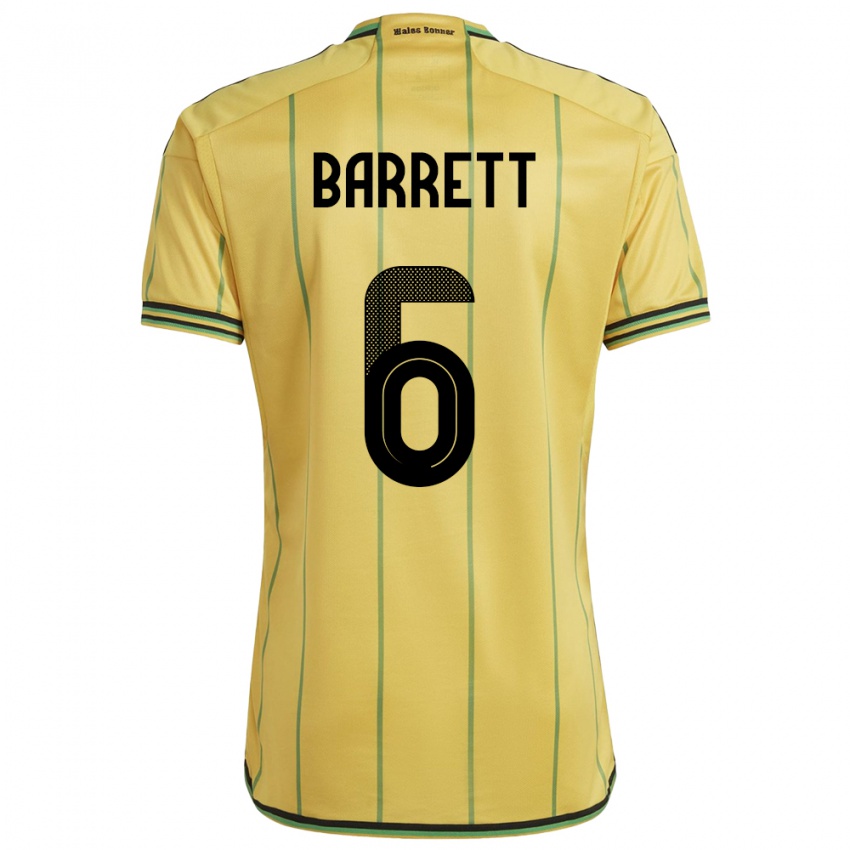 Kinder Jamaika Ronaldo Barrett #6 Gelb Heimtrikot Trikot 24-26 T-Shirt Österreich