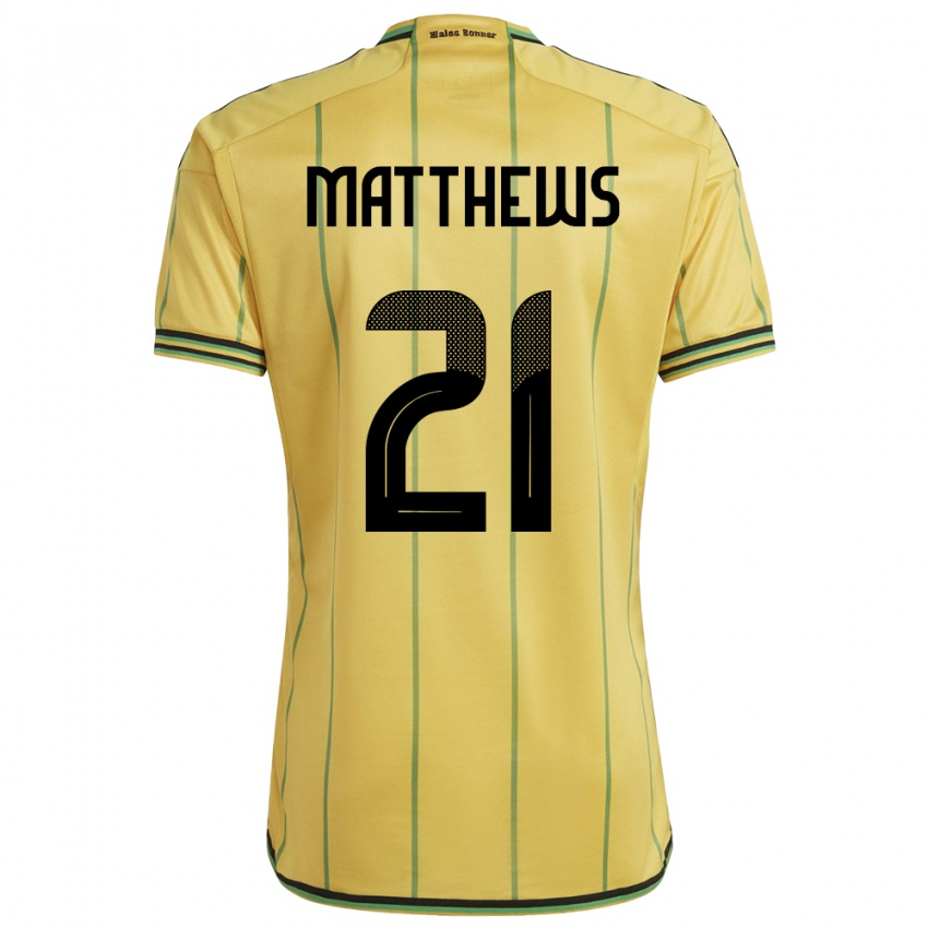 Kinder Jamaika Cheyna Matthews #21 Gelb Heimtrikot Trikot 24-26 T-Shirt Österreich