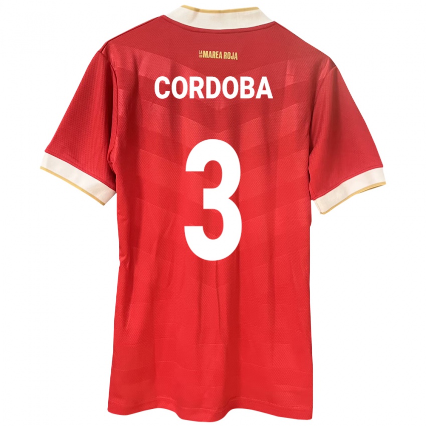 Kinder Panama José Córdoba #3 Rot Heimtrikot Trikot 24-26 T-Shirt Österreich