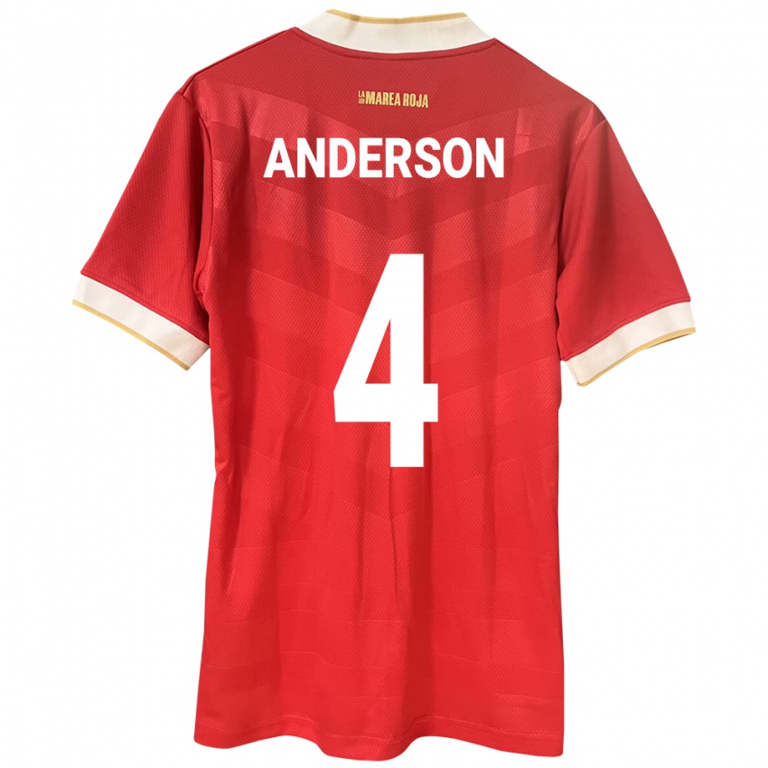 Kinder Panama Eduardo Anderson #4 Rot Heimtrikot Trikot 24-26 T-Shirt Österreich