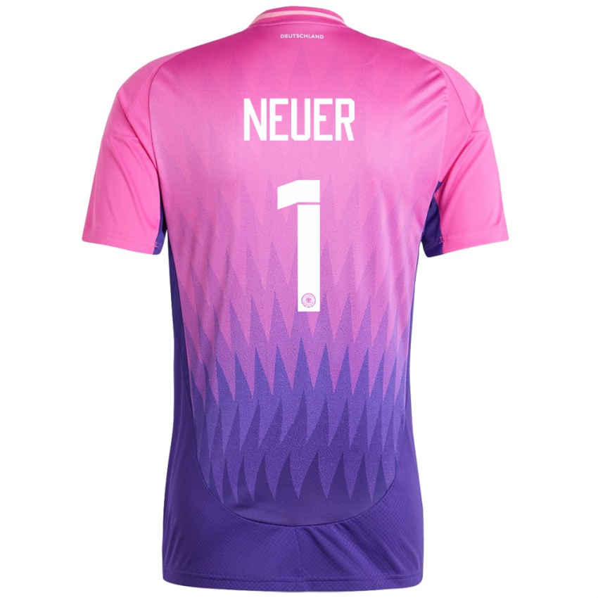 Kinder Deutschland Manuel Neuer #1 Pink Lila Auswärtstrikot Trikot 24-26 T-Shirt Österreich