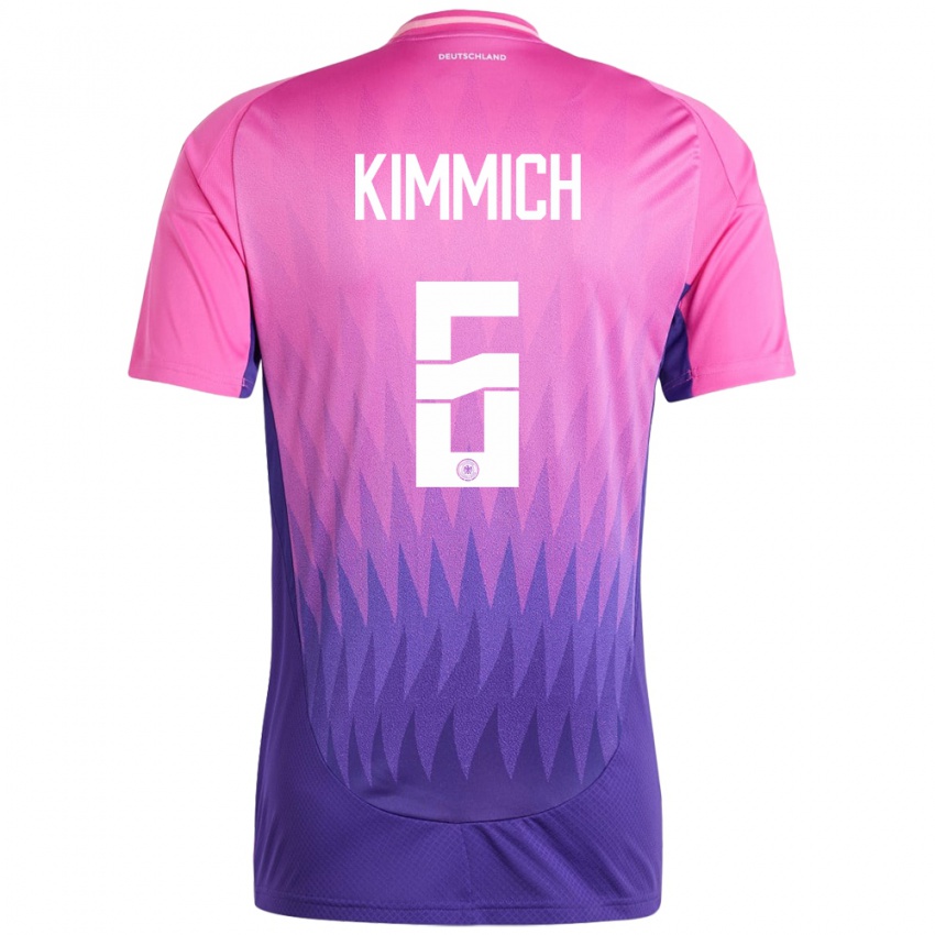 Kinder Deutschland Joshua Kimmich #6 Pink Lila Auswärtstrikot Trikot 24-26 T-Shirt Österreich