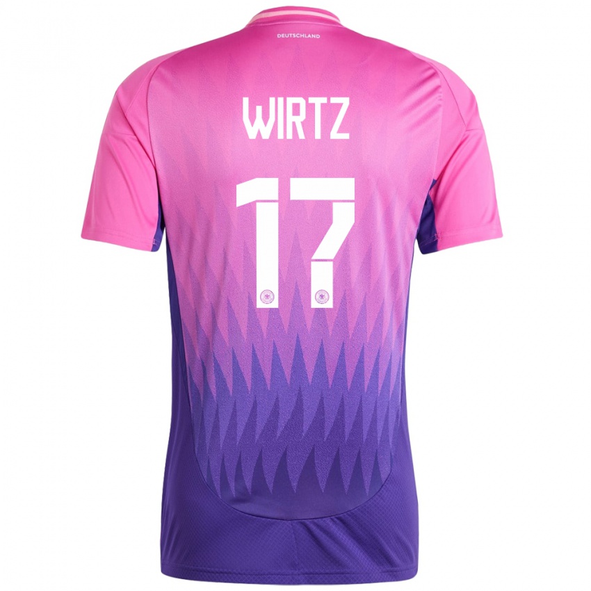 Kinder Deutschland Florian Wirtz #17 Pink Lila Auswärtstrikot Trikot 24-26 T-Shirt Österreich