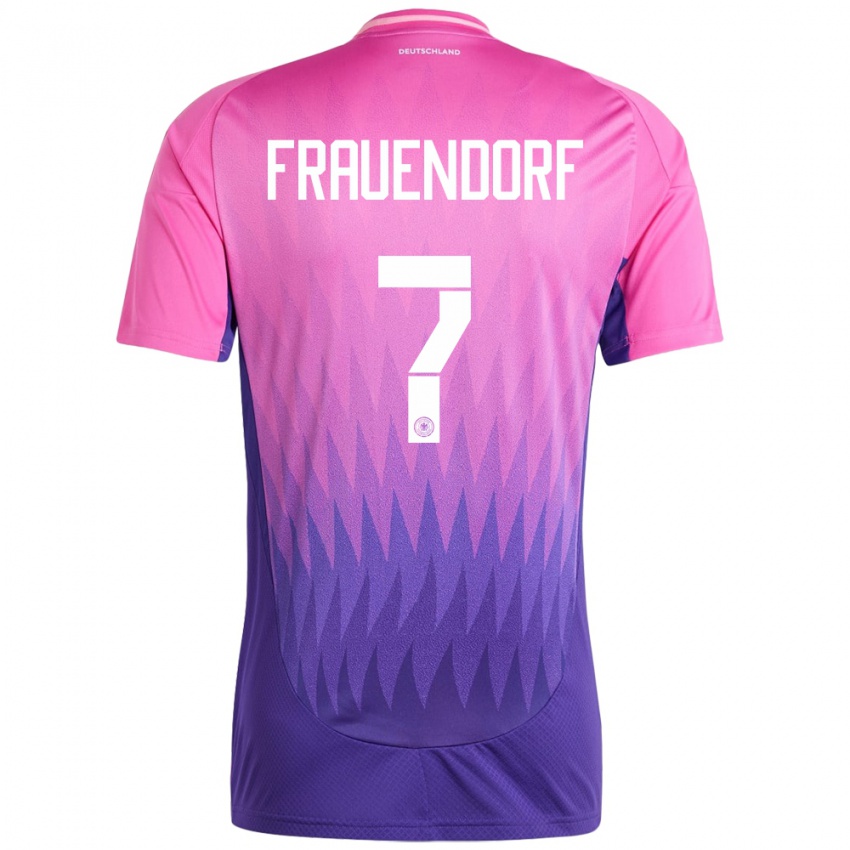 Kinder Deutschland Melkamu Frauendorf #7 Pink Lila Auswärtstrikot Trikot 24-26 T-Shirt Österreich