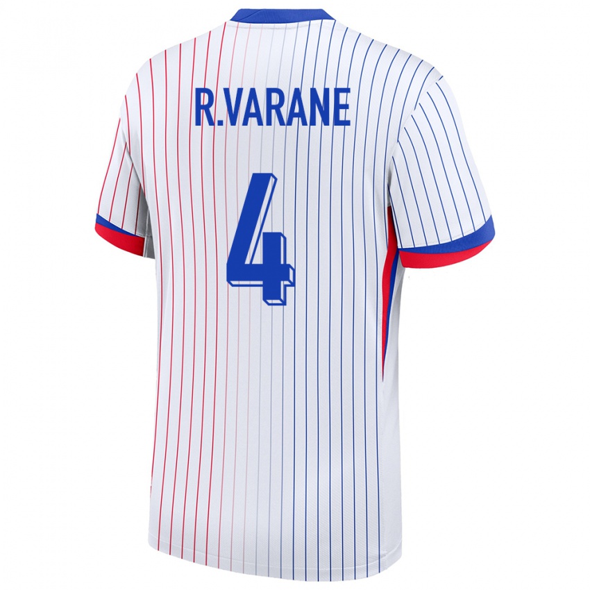 Kinder Frankreich Raphael Varane #4 Weiß Auswärtstrikot Trikot 24-26 T-Shirt Österreich