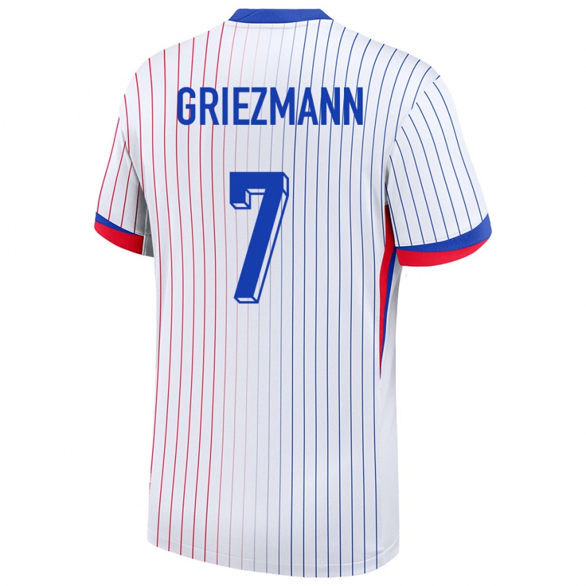 Kinder Frankreich Antoine Griezmann #7 Weiß Auswärtstrikot Trikot 24-26 T-Shirt Österreich