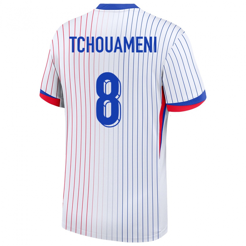 Kinder Frankreich Aurelien Tchouameni #8 Weiß Auswärtstrikot Trikot 24-26 T-Shirt Österreich