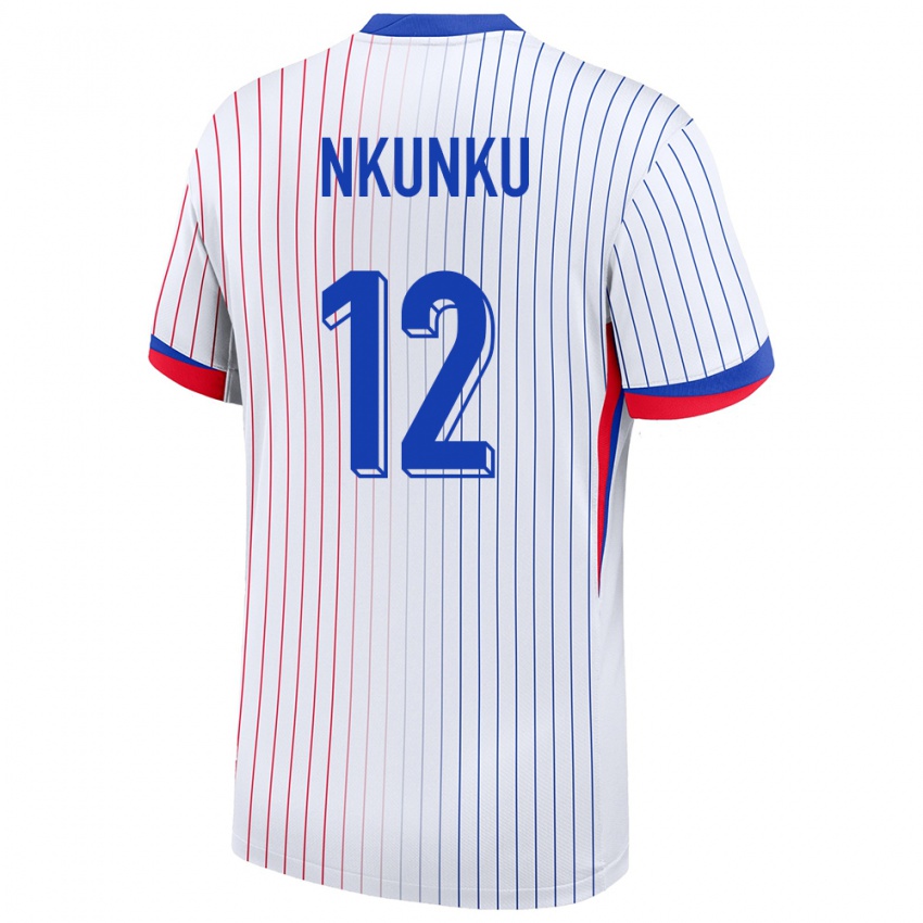 Kinder Frankreich Christopher Nkunku #12 Weiß Auswärtstrikot Trikot 24-26 T-Shirt Österreich