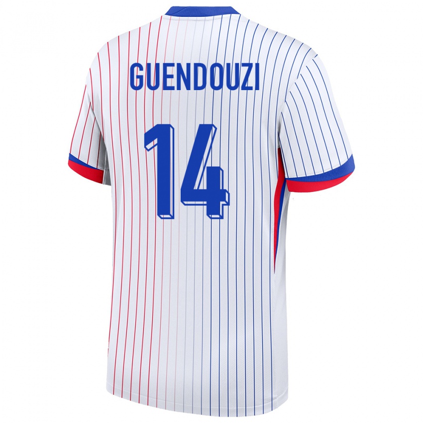 Kinder Frankreich Matteo Guendouzi #14 Weiß Auswärtstrikot Trikot 24-26 T-Shirt Österreich