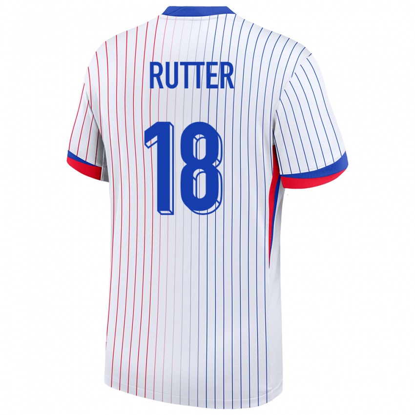 Kinder Frankreich Georginio Rutter #18 Weiß Auswärtstrikot Trikot 24-26 T-Shirt Österreich