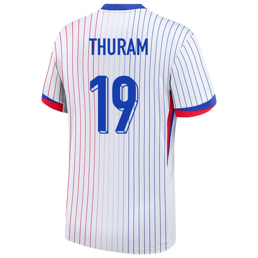 Kinder Frankreich Khephren Thuram #19 Weiß Auswärtstrikot Trikot 24-26 T-Shirt Österreich