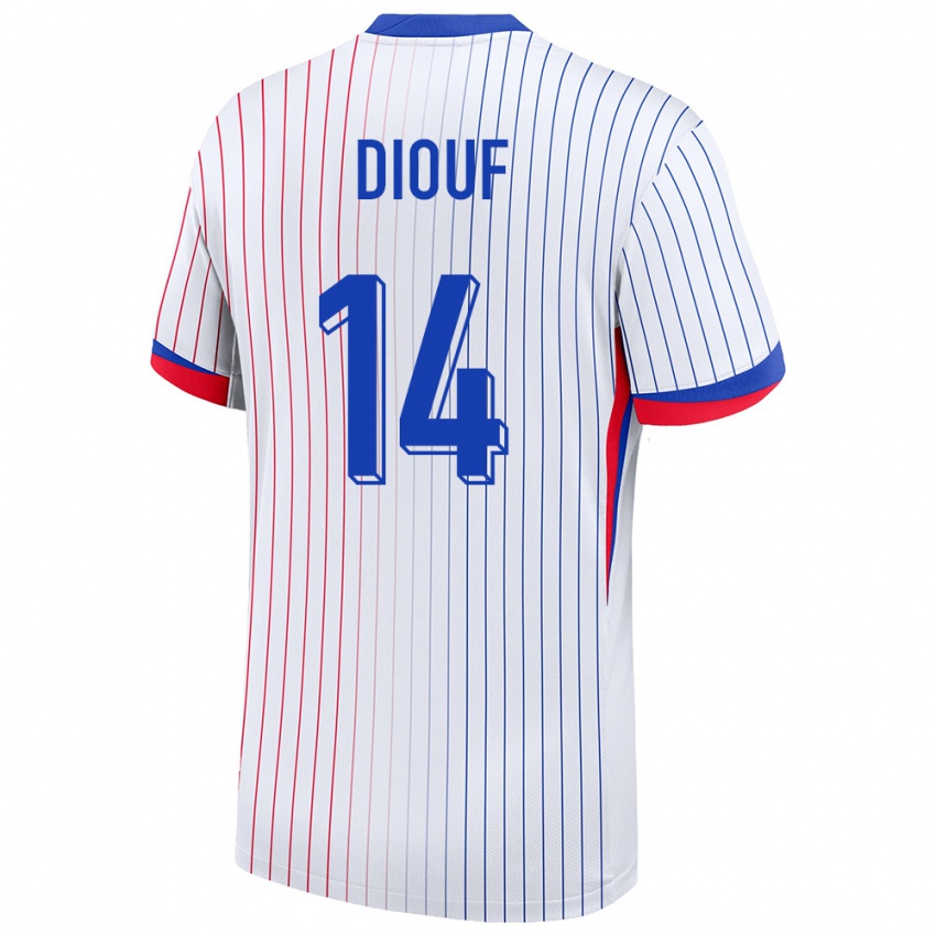 Kinder Frankreich Andy Diouf #14 Weiß Auswärtstrikot Trikot 24-26 T-Shirt Österreich