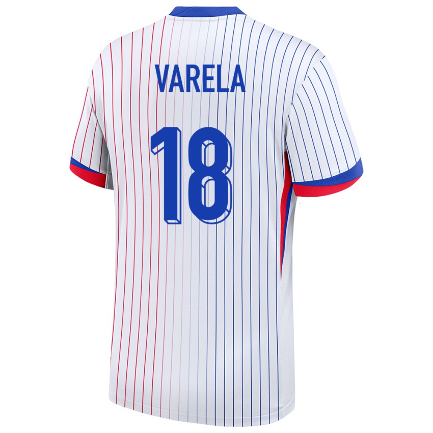 Kinder Frankreich Jordan Varela #18 Weiß Auswärtstrikot Trikot 24-26 T-Shirt Österreich