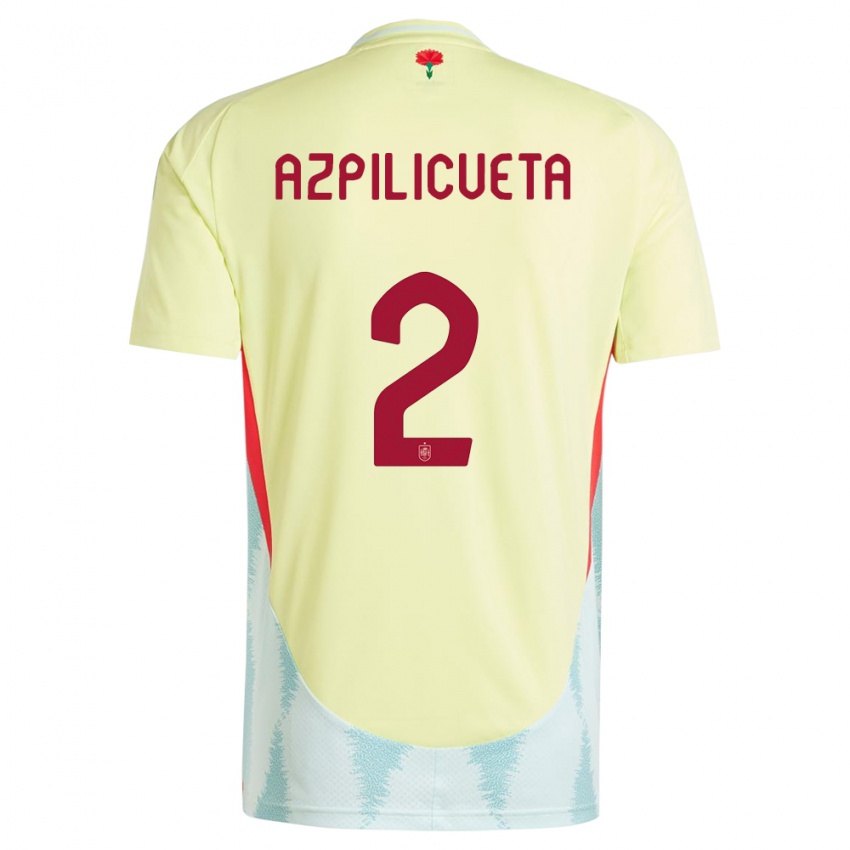 Kinder Spanien Cesar Azpilicueta #2 Gelb Auswärtstrikot Trikot 24-26 T-Shirt Österreich