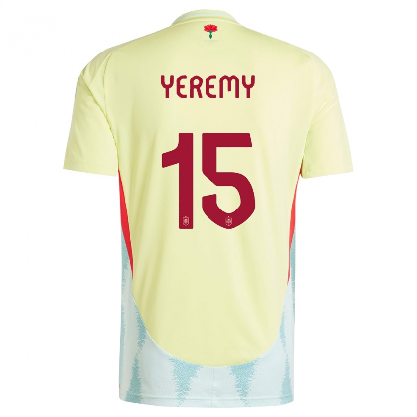 Kinder Spanien Yeremy Pino #15 Gelb Auswärtstrikot Trikot 24-26 T-Shirt Österreich