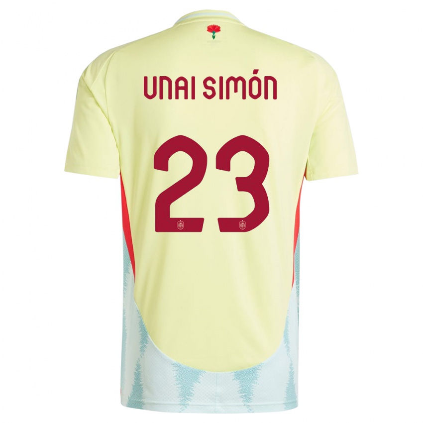 Kinder Spanien Unai Simon #23 Gelb Auswärtstrikot Trikot 24-26 T-Shirt Österreich