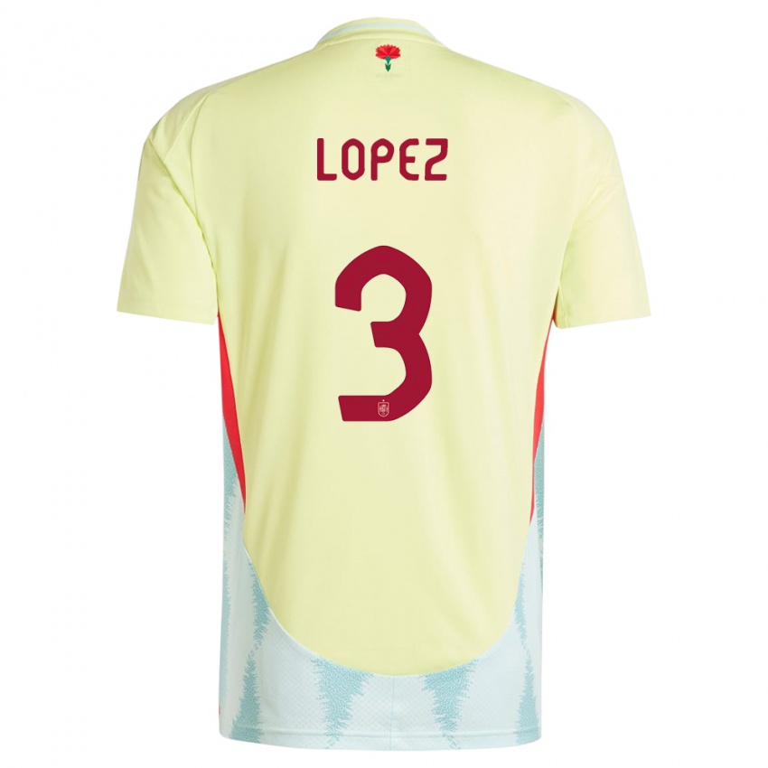 Kinder Spanien Juan Lopez #3 Gelb Auswärtstrikot Trikot 24-26 T-Shirt Österreich