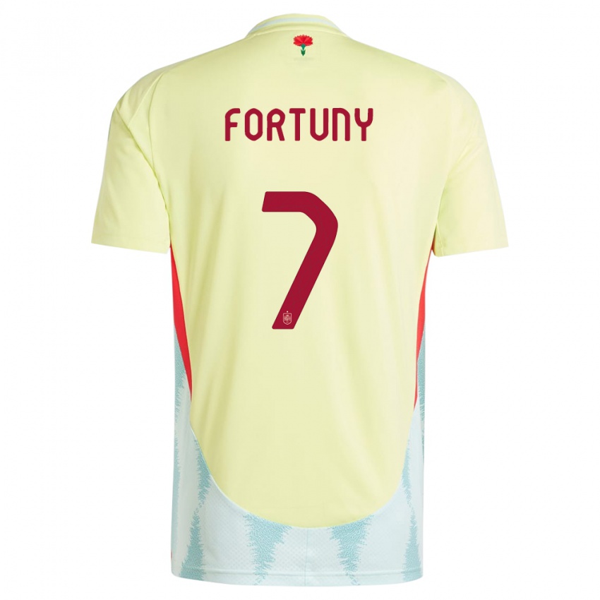 Kinder Spanien Pol Fortuny #7 Gelb Auswärtstrikot Trikot 24-26 T-Shirt Österreich