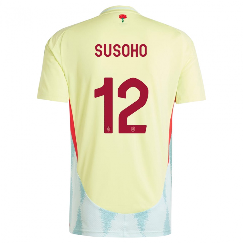 Kinder Spanien Mahamadou Susoho #12 Gelb Auswärtstrikot Trikot 24-26 T-Shirt Österreich