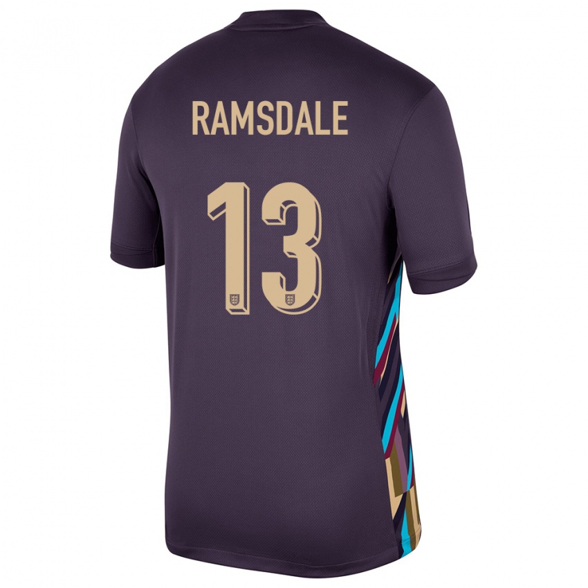 Kinder England Aaron Ramsdale #13 Dunkle Rosine Auswärtstrikot Trikot 24-26 T-Shirt Österreich