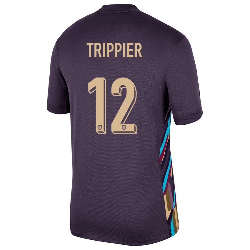 Kinder England Kieran Trippier #12 Dunkle Rosine Auswärtstrikot Trikot 24-26 T-Shirt Österreich