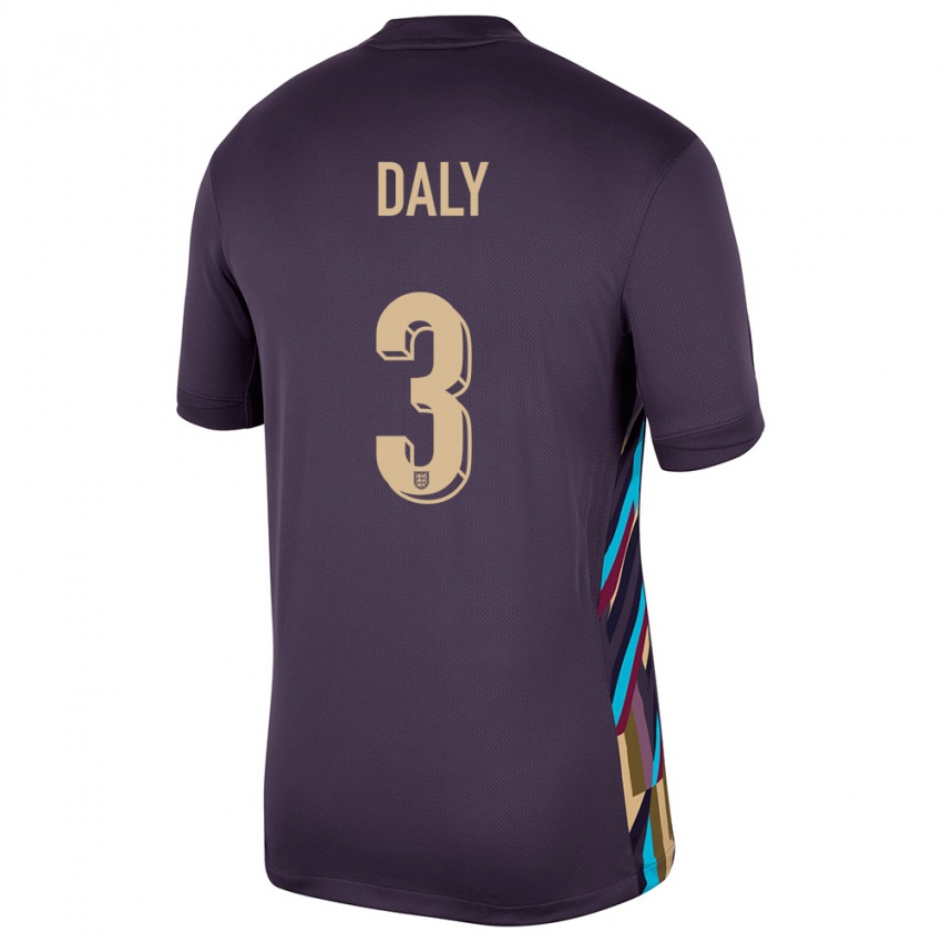 Kinder England Rachel Daly #3 Dunkle Rosine Auswärtstrikot Trikot 24-26 T-Shirt Österreich