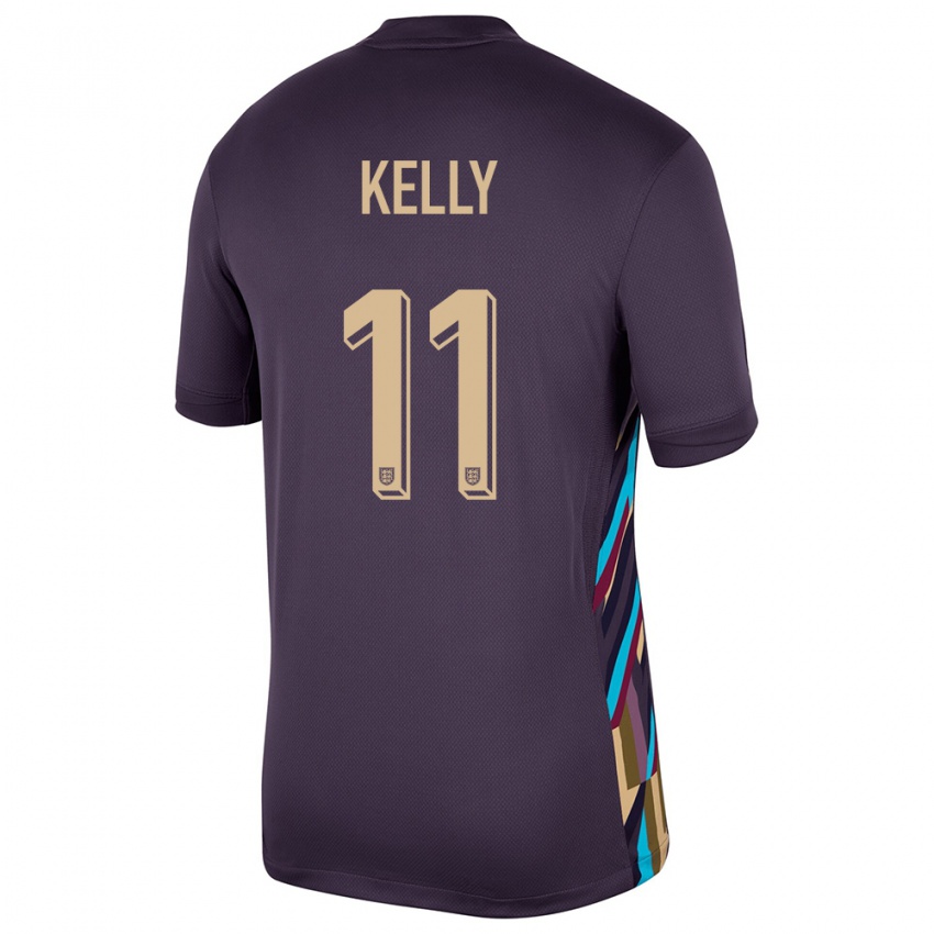 Kinder England Chloe Kelly #11 Dunkle Rosine Auswärtstrikot Trikot 24-26 T-Shirt Österreich