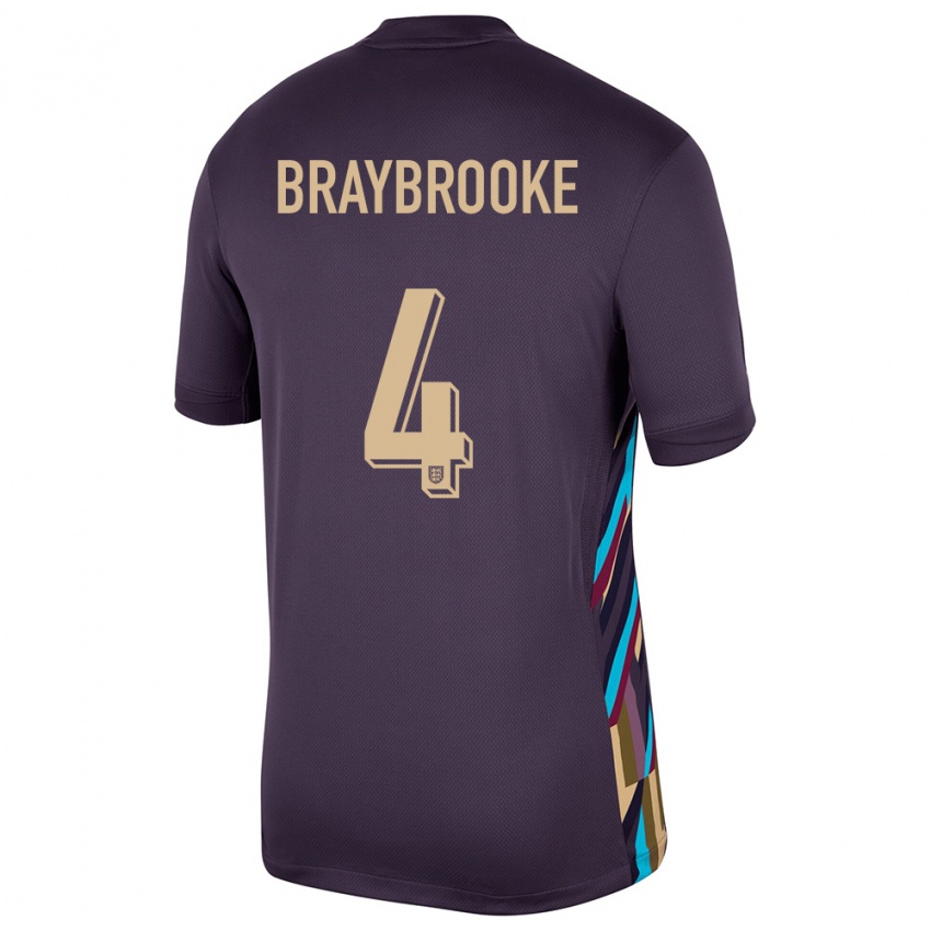 Kinder England Samuel Braybrooke #4 Dunkle Rosine Auswärtstrikot Trikot 24-26 T-Shirt Österreich