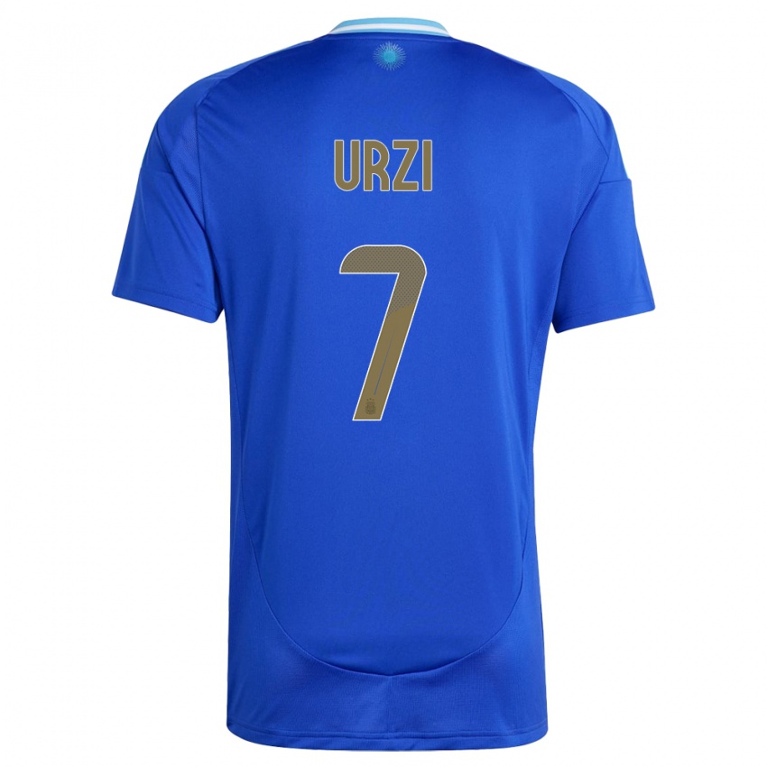 Kinder Argentinien Agustin Urzi #7 Blau Auswärtstrikot Trikot 24-26 T-Shirt Österreich