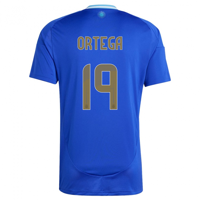 Kinder Argentinien Francisco Ortega #19 Blau Auswärtstrikot Trikot 24-26 T-Shirt Österreich