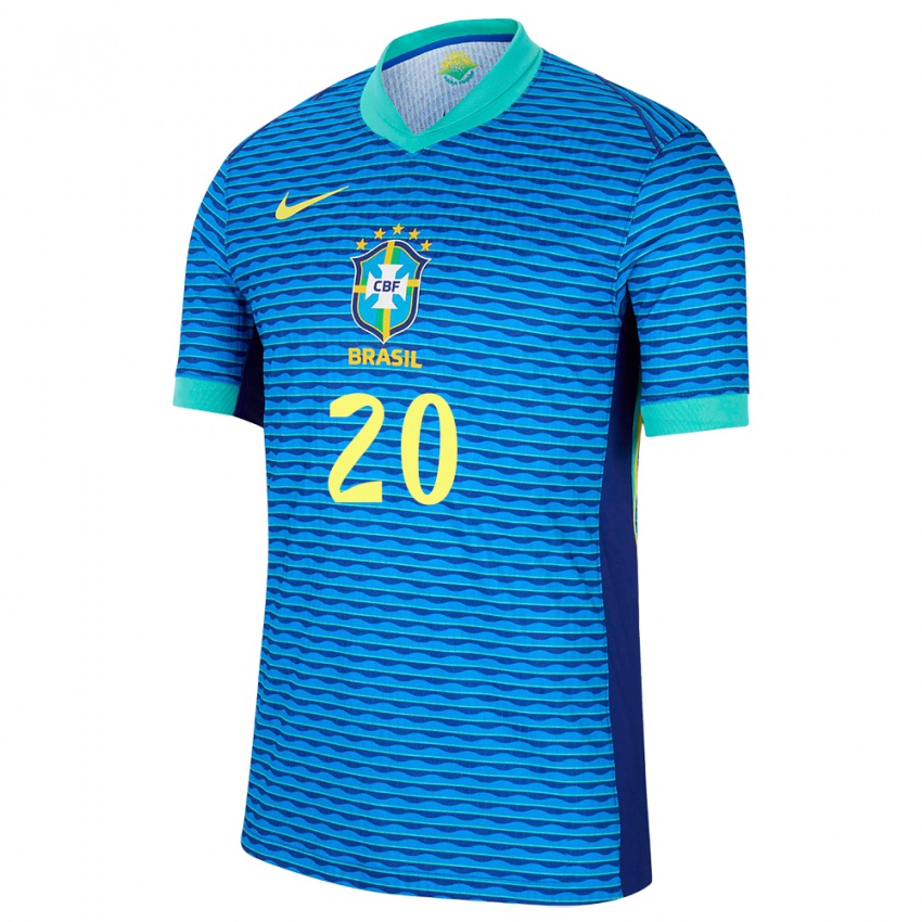 Kinder Brasilien Vinicius Junior #20 Blau Auswärtstrikot Trikot 24-26 T-Shirt Österreich