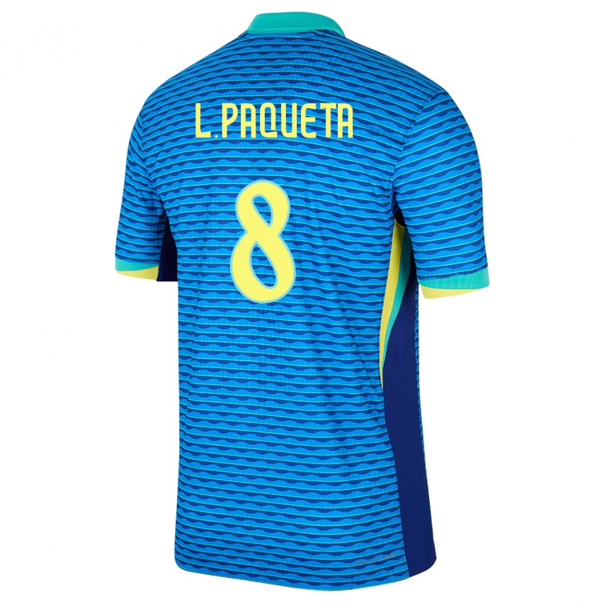 Kinder Brasilien Lucas Paqueta #8 Blau Auswärtstrikot Trikot 24-26 T-Shirt Österreich