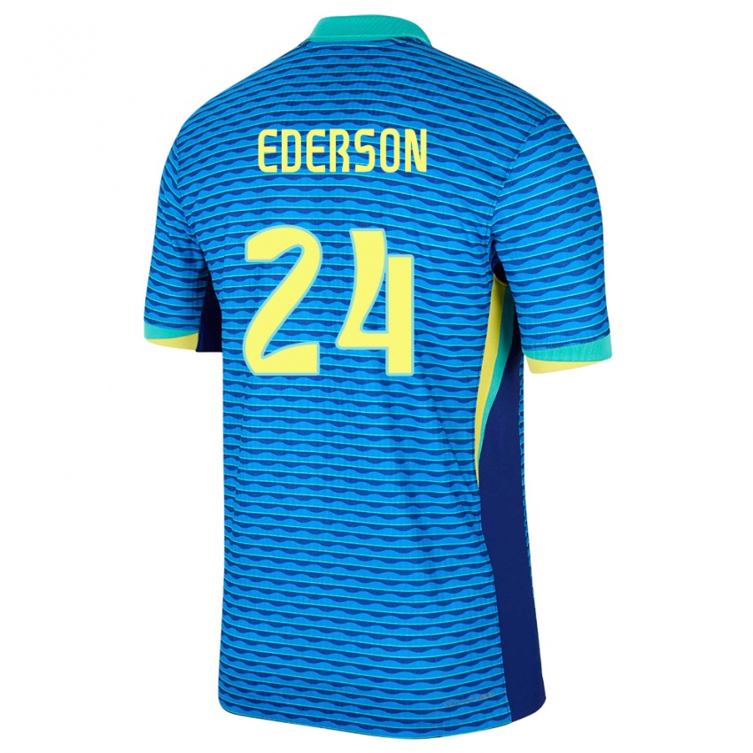 Kinder Brasilien Ederson #24 Blau Auswärtstrikot Trikot 24-26 T-Shirt Österreich