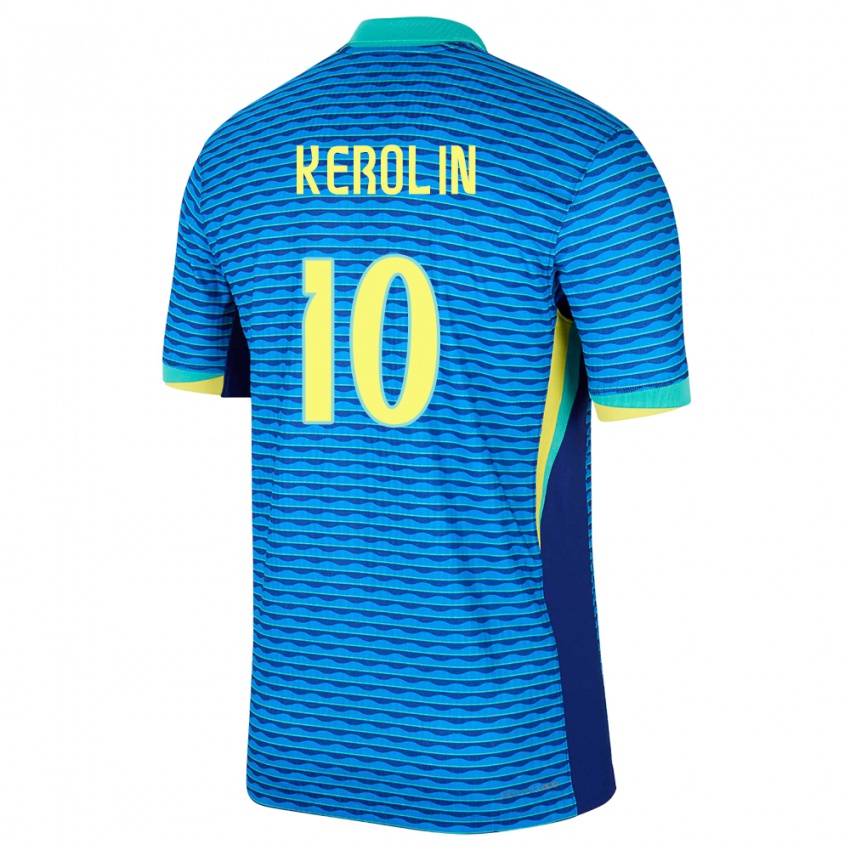 Kinder Brasilien Kerolin Nicoli #10 Blau Auswärtstrikot Trikot 24-26 T-Shirt Österreich