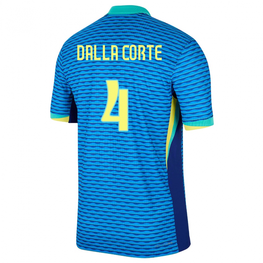 Kinder Brasilien Joao Dalla Corte #4 Blau Auswärtstrikot Trikot 24-26 T-Shirt Österreich