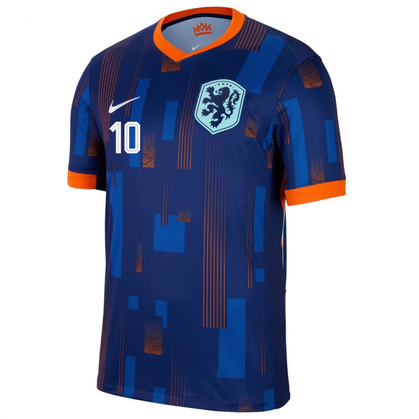 Kinder Niederlande Memphis Depay #10 Blau Auswärtstrikot Trikot 24-26 T-Shirt Österreich