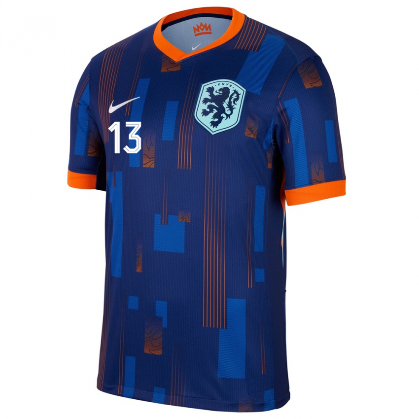 Kinder Niederlande Oualid Agougil #13 Blau Auswärtstrikot Trikot 24-26 T-Shirt Österreich