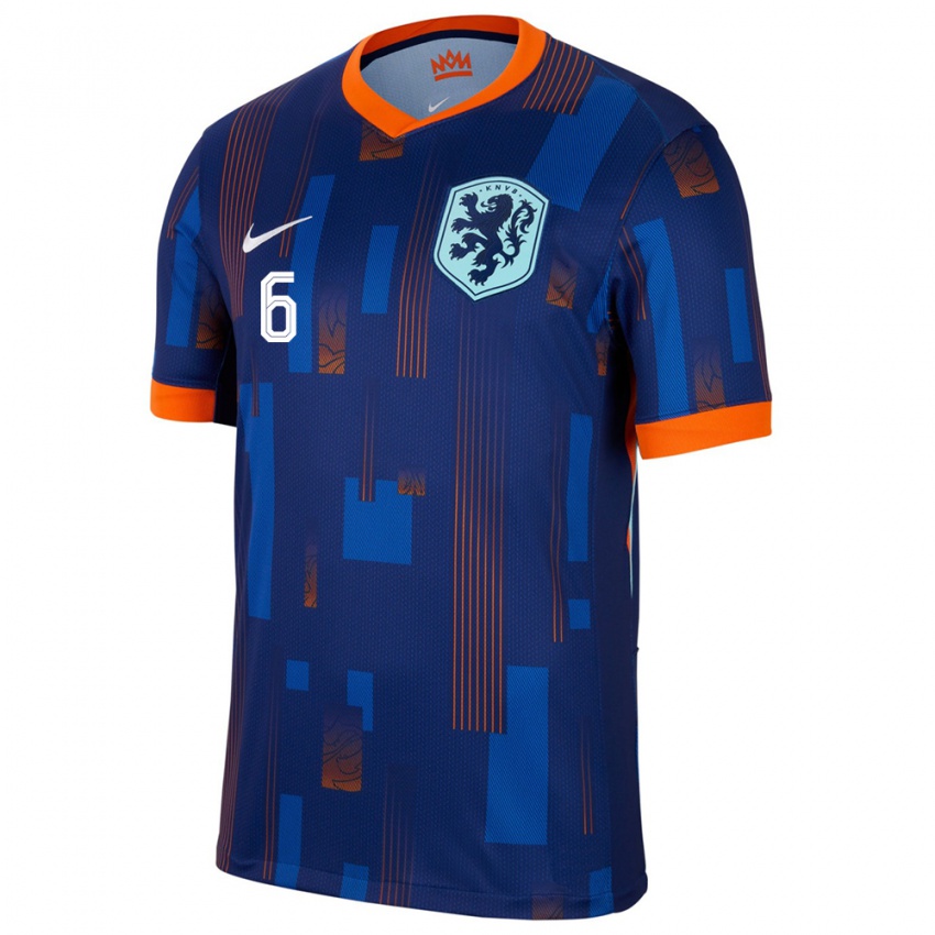 Kinder Niederlande Stefan De Vrij #6 Blau Auswärtstrikot Trikot 24-26 T-Shirt Österreich