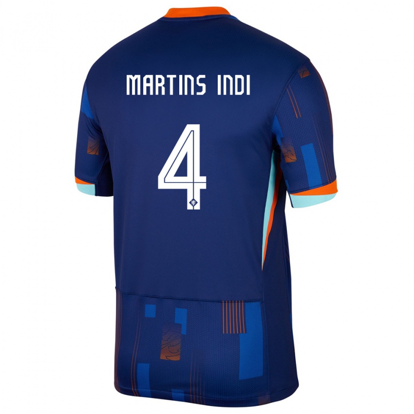 Kinder Niederlande Bruno Martins Indi #4 Blau Auswärtstrikot Trikot 24-26 T-Shirt Österreich