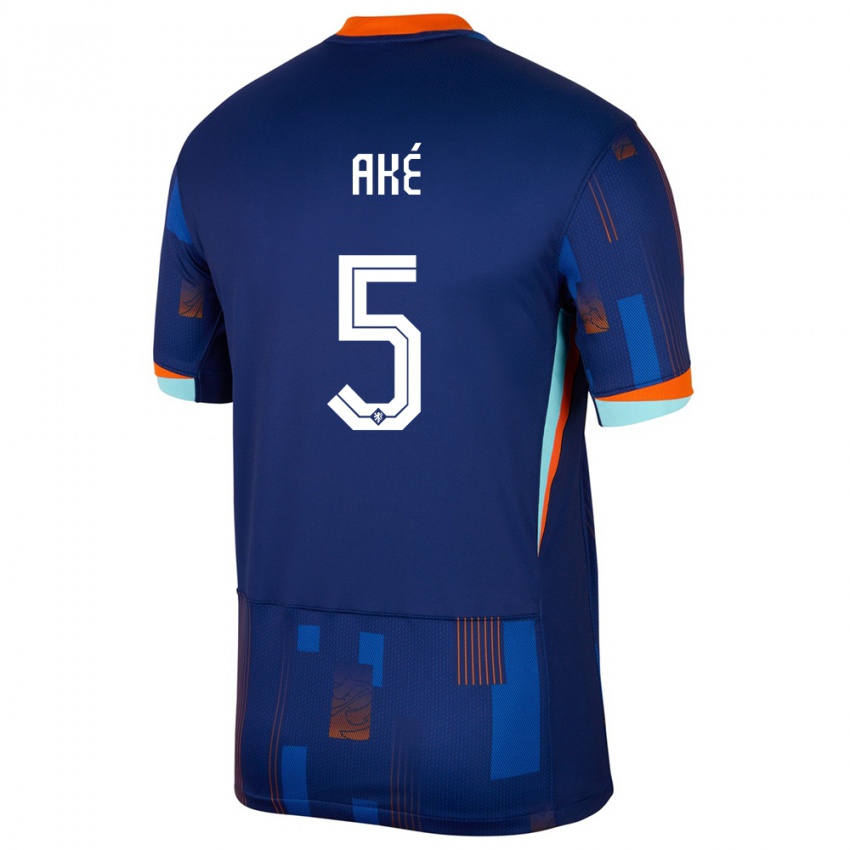 Kinder Niederlande Nathan Ake #5 Blau Auswärtstrikot Trikot 24-26 T-Shirt Österreich