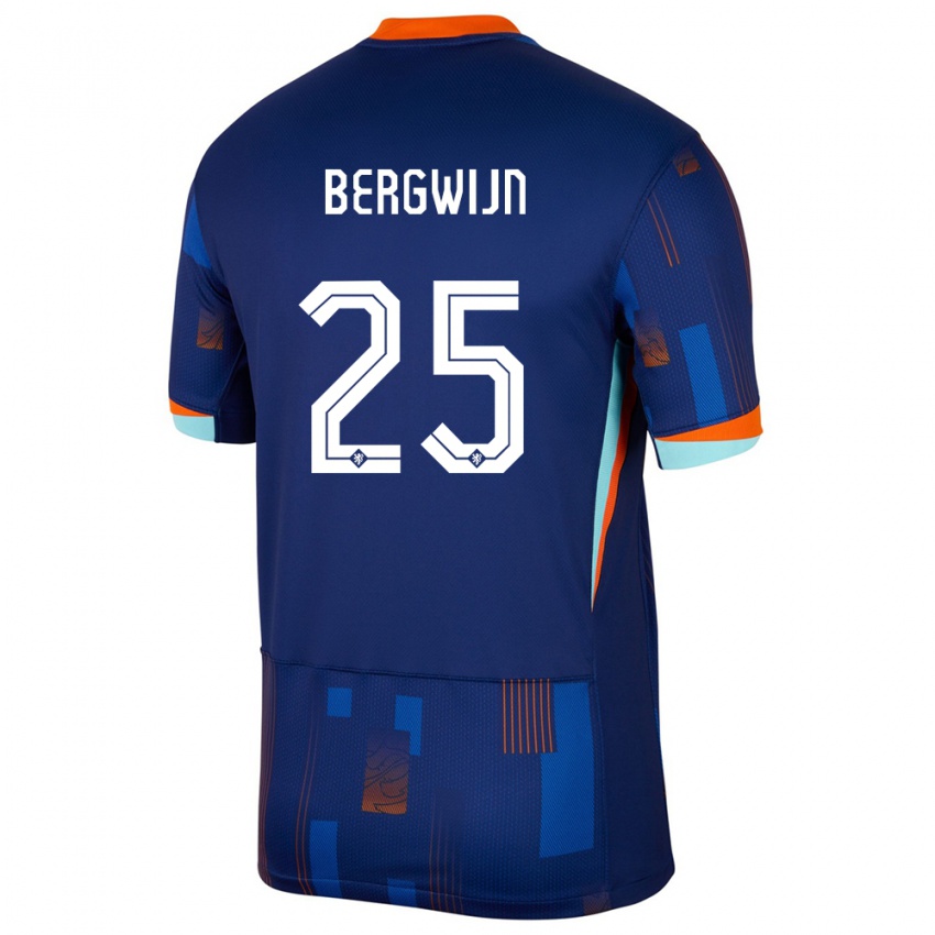 Kinder Niederlande Steven Bergwijn #25 Blau Auswärtstrikot Trikot 24-26 T-Shirt Österreich