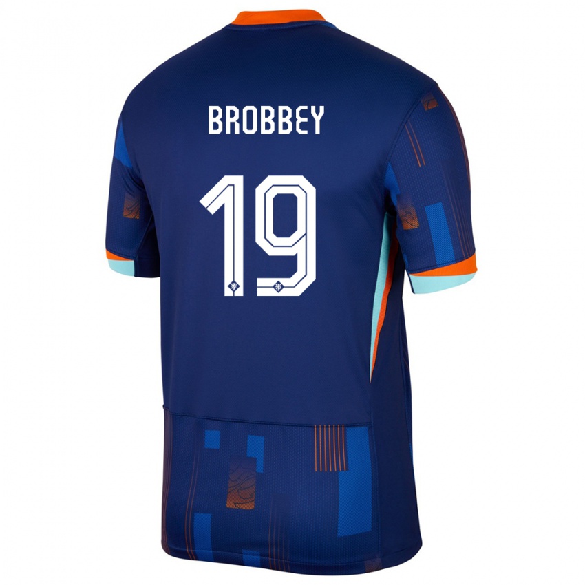 Kinder Niederlande Brian Brobbey #19 Blau Auswärtstrikot Trikot 24-26 T-Shirt Österreich