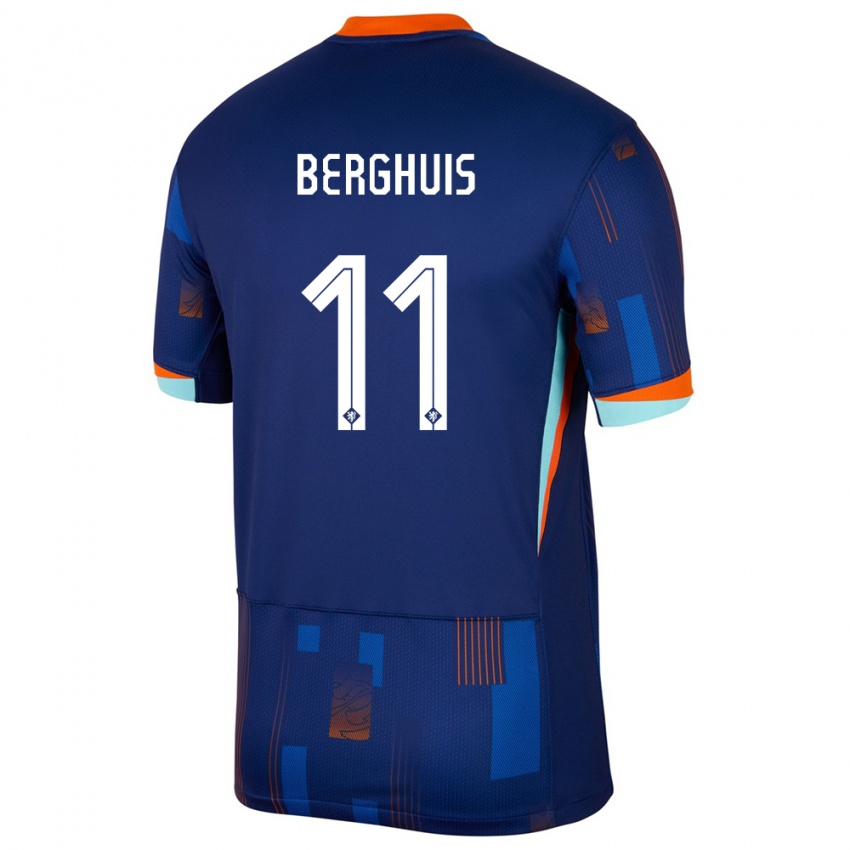 Kinder Niederlande Steven Berghuis #11 Blau Auswärtstrikot Trikot 24-26 T-Shirt Österreich