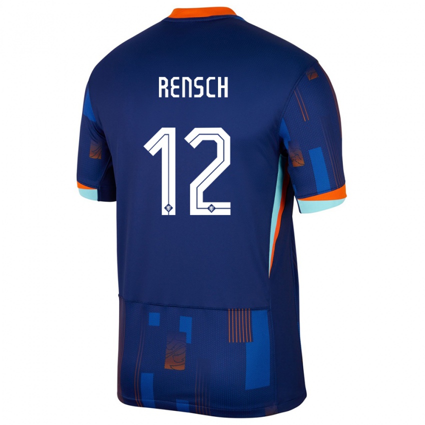 Kinder Niederlande Devyne Rensch #12 Blau Auswärtstrikot Trikot 24-26 T-Shirt Österreich