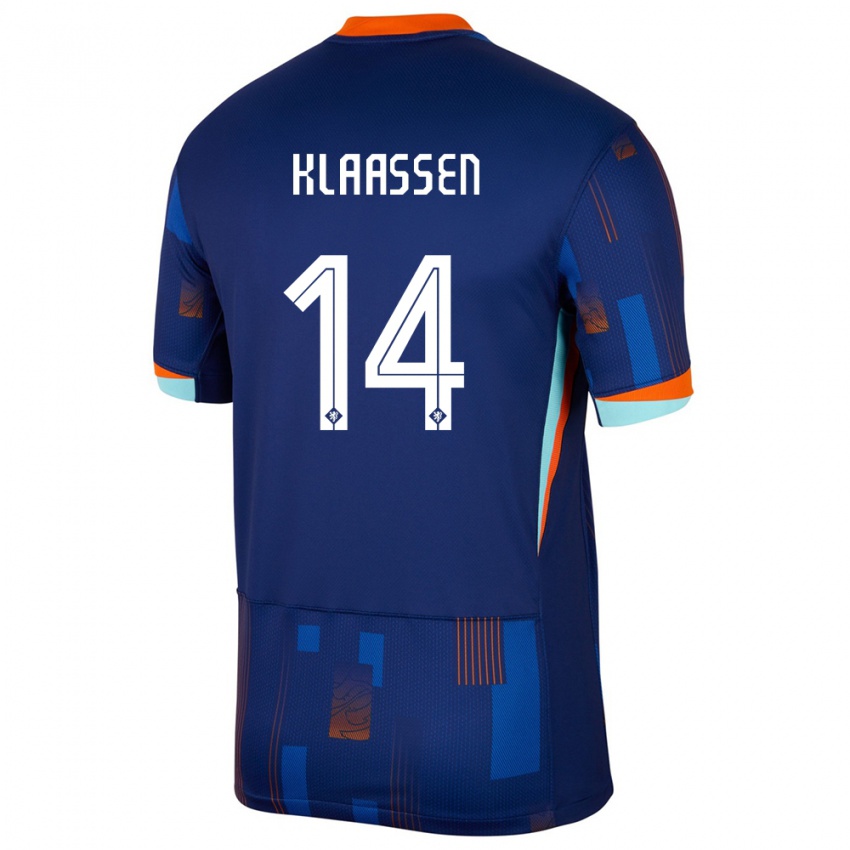 Kinder Niederlande Davy Klaassen #14 Blau Auswärtstrikot Trikot 24-26 T-Shirt Österreich